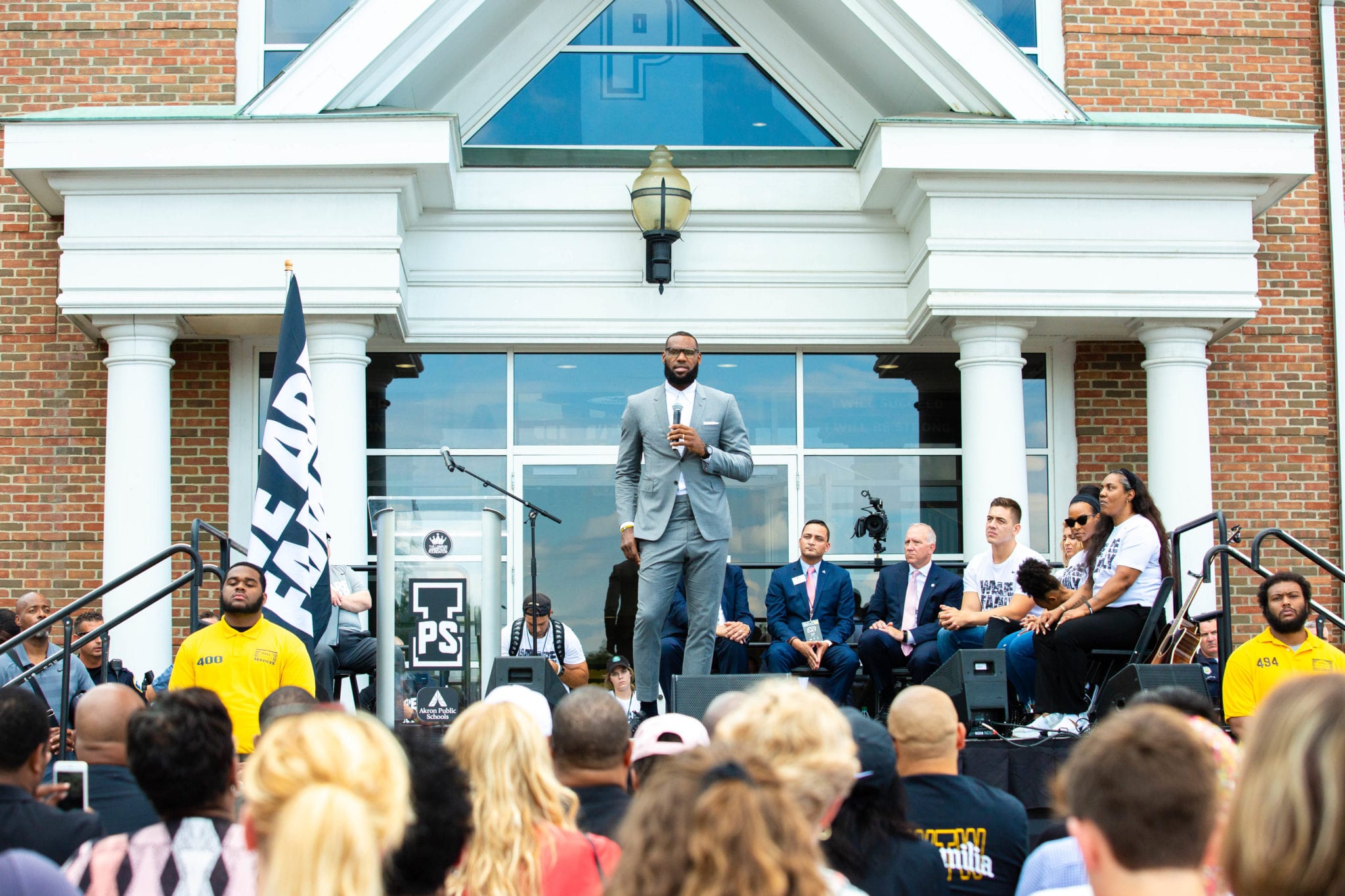 LeBron James speaks during the opening of the I Promise School in Akron, Ohio (Courtesy of the LeBron James Family Foundation)